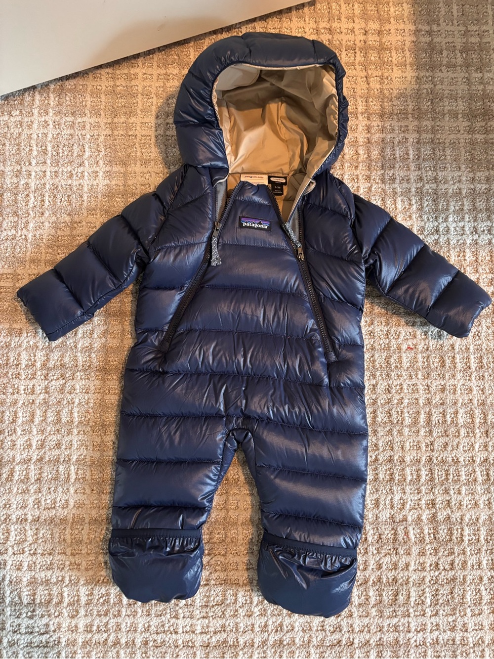 Patagonia Navy Hooded Down Bunting One-Piece